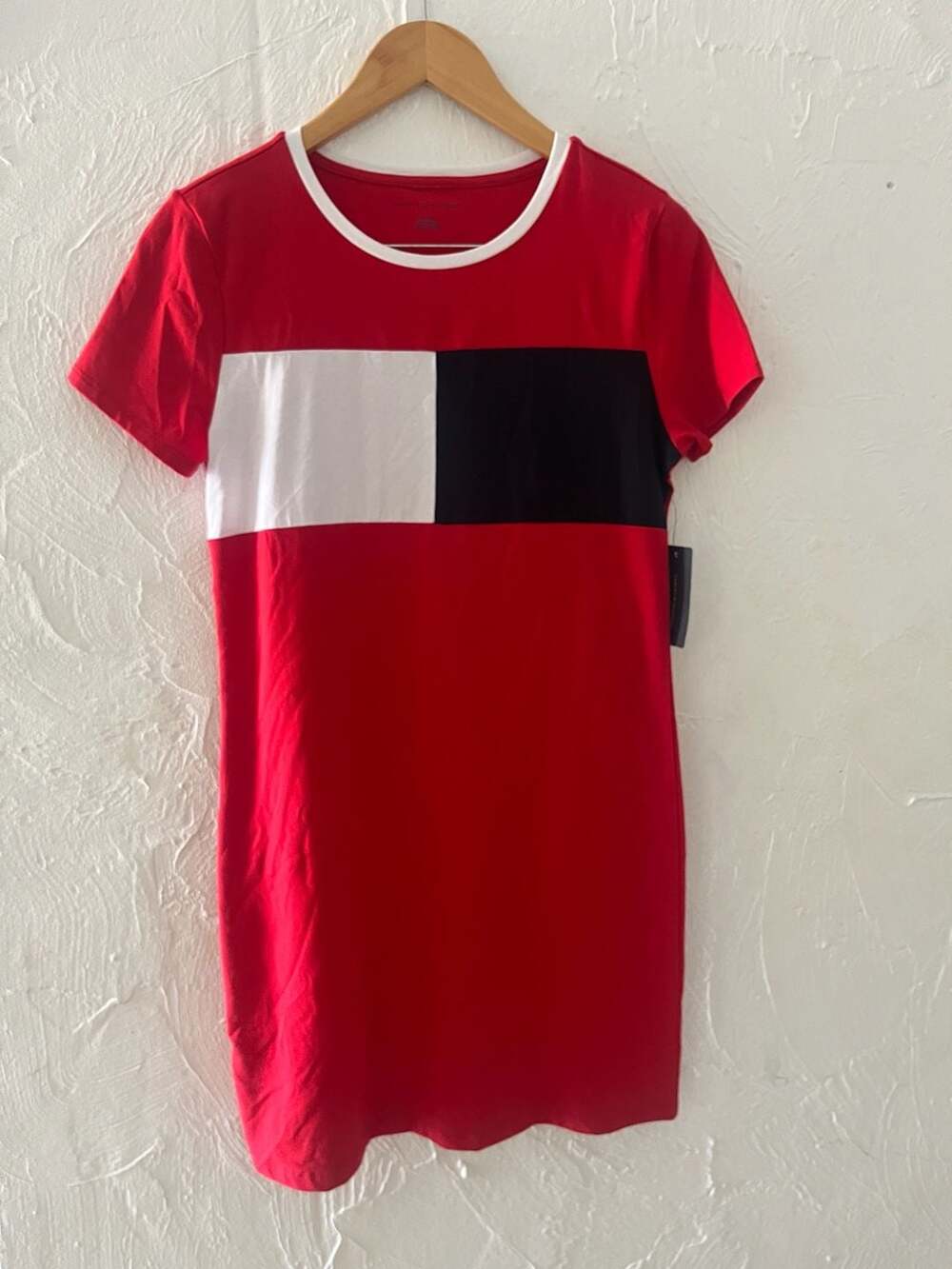 Tommy Hilfiger T-Shirt Dress Size S Red Color Block